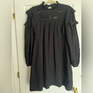 NWT Black Dress with Ruffle and Eyelet Details; Size: M